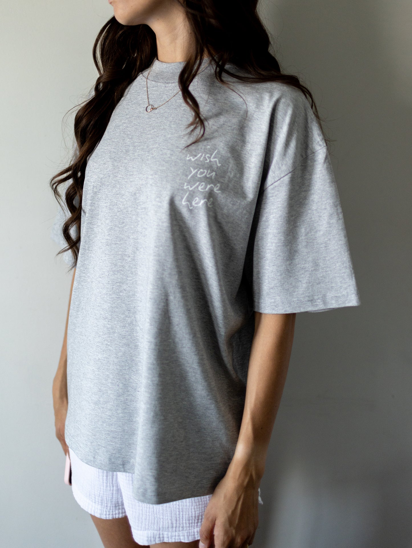Oversized Wish You Were Here Grey T-shirt