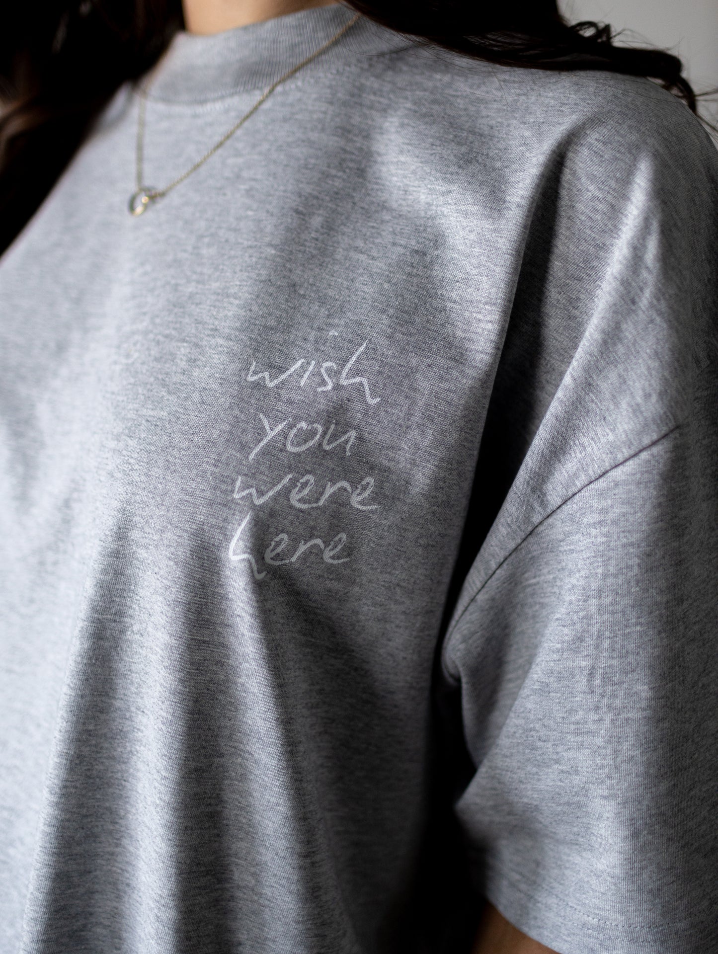 Oversized Wish You Were Here Grey T-shirt