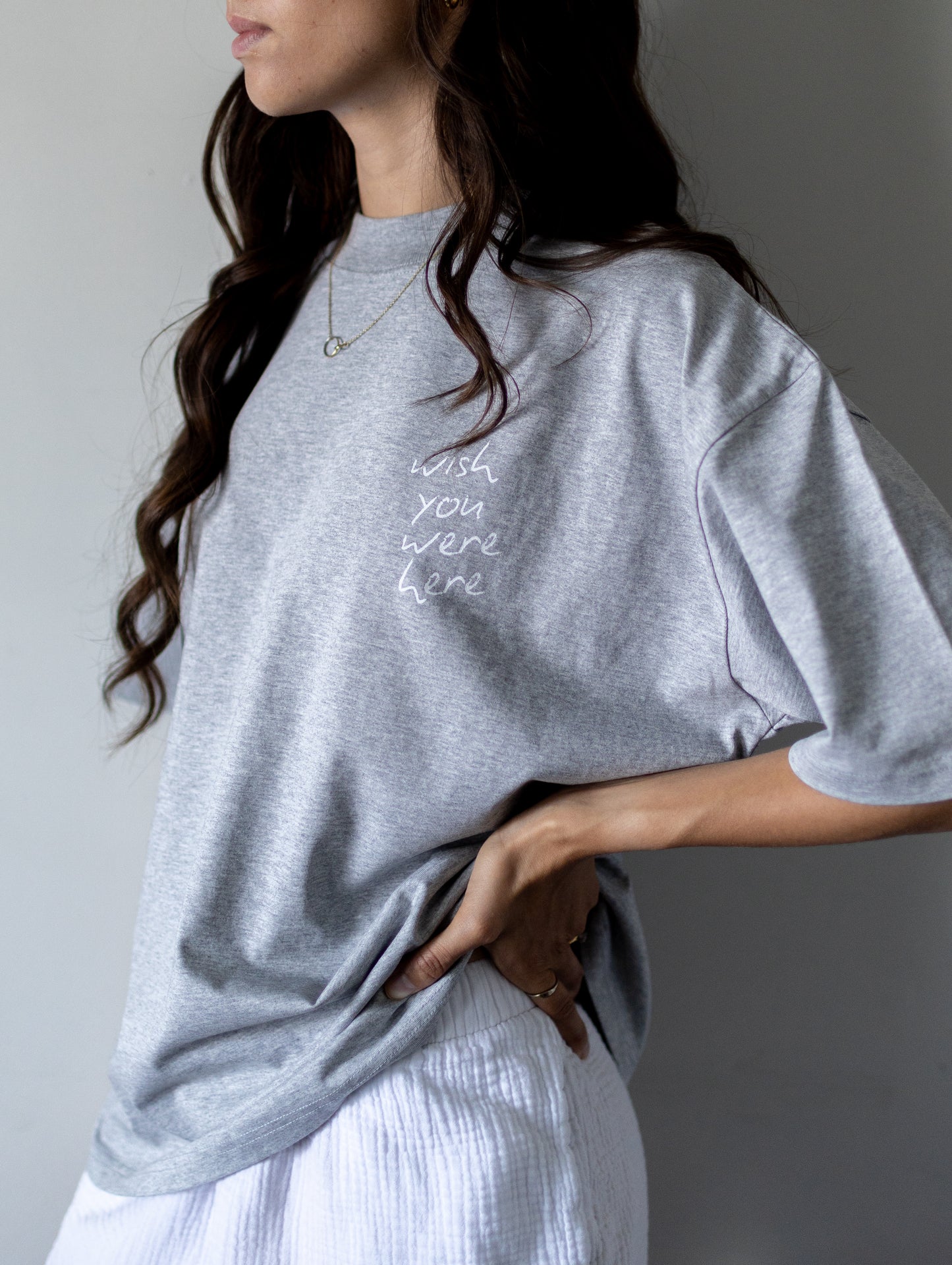 Oversized Wish You Were Here Grey T-shirt